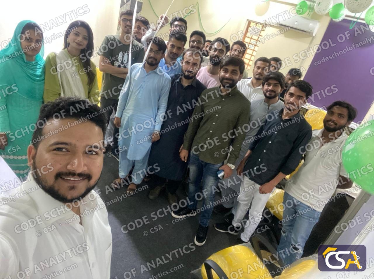Selfie of the CSA team and students at the Independence Day celebration