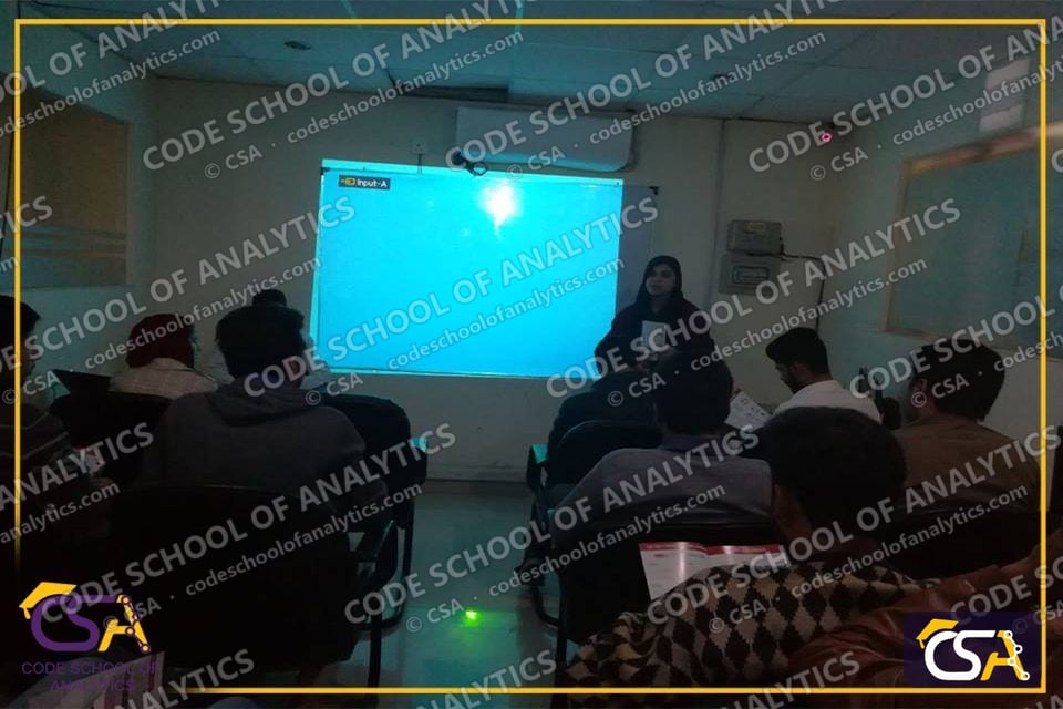 Projector session with students following along