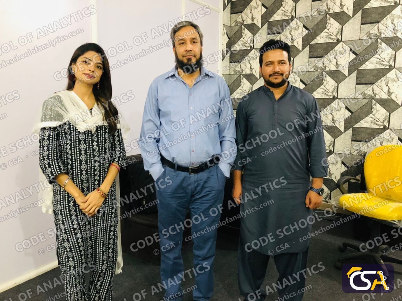 CSA team members with a trainer at the CSA office